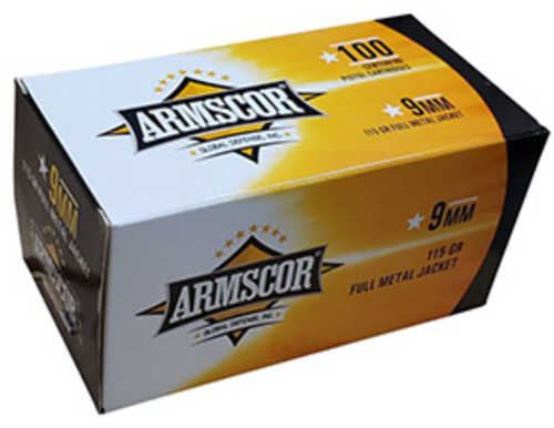 9mm Luger 100 Rounds Ammunition Armscor Precision Inc 115 Grain FMJ